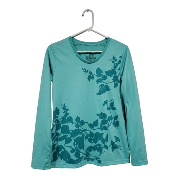Patagonia Women's Crew-Neck Floral Teal Long-Sleeved Shirt Top Size Small - Picture 1 of 7